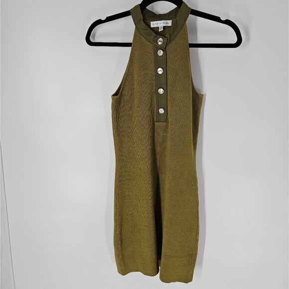 Torn by Ronny Kobo Dresses & Skirts - Torn by Ronny Kobo Olive Green Knit Halter Mini Dress